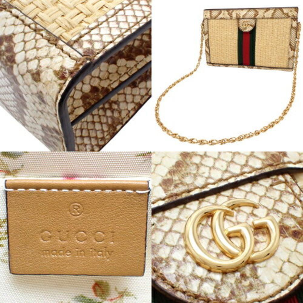 Ophidia GG Small Double GG Webline Raffia Python Beige Gold Hardware - Picture 6 of 6